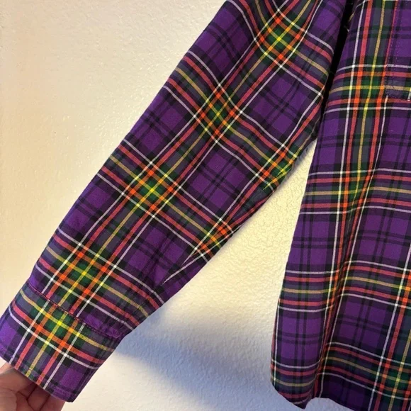 Ralph Lauren Lauren Jeans Co. Women's  Purple Plaid Shirt Large Button Up Preppy - Picture 8 of 12